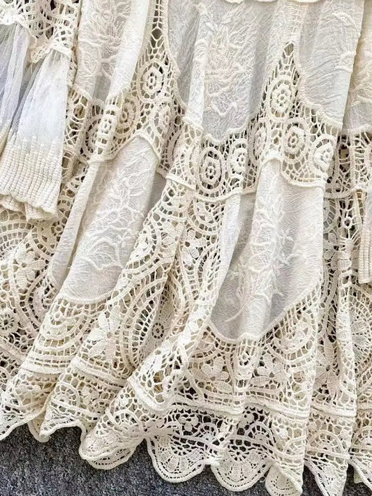 Elegant Crochet Lace Dress Tunic