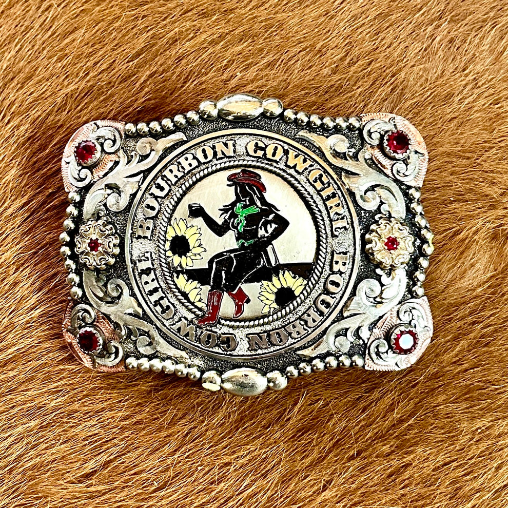 Bourbon Cowgirl Logo Silver Buckle by Molly's Silver