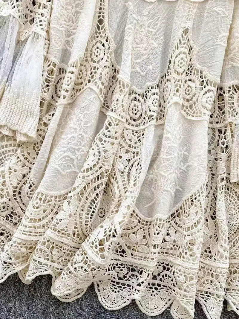 Elegant Crochet Lace Dress Tunic