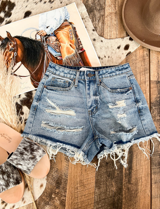 90's Distressed Denim Babes Shorts(SoMe)