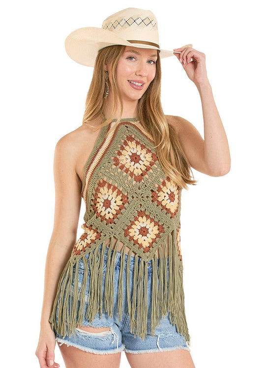 Festival Crochet Fringe Halter Top
Regular price$59.99